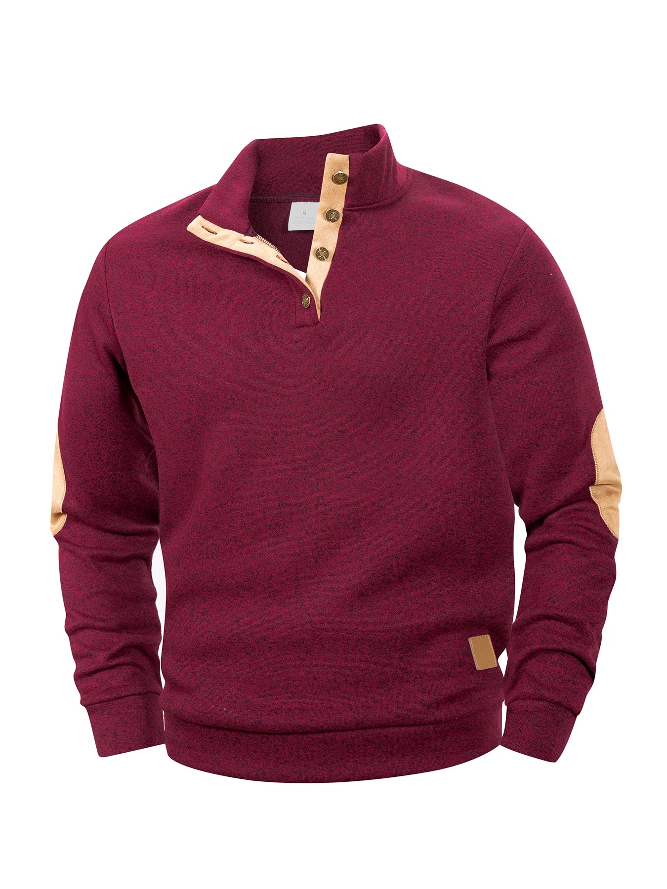 Spring Autumn Men's Casual Pullover Button Down Stand Collar Henley Polo Coats Long Sleeve Stand Collar Sweatshirts for Sport - ZOOMNSTORE