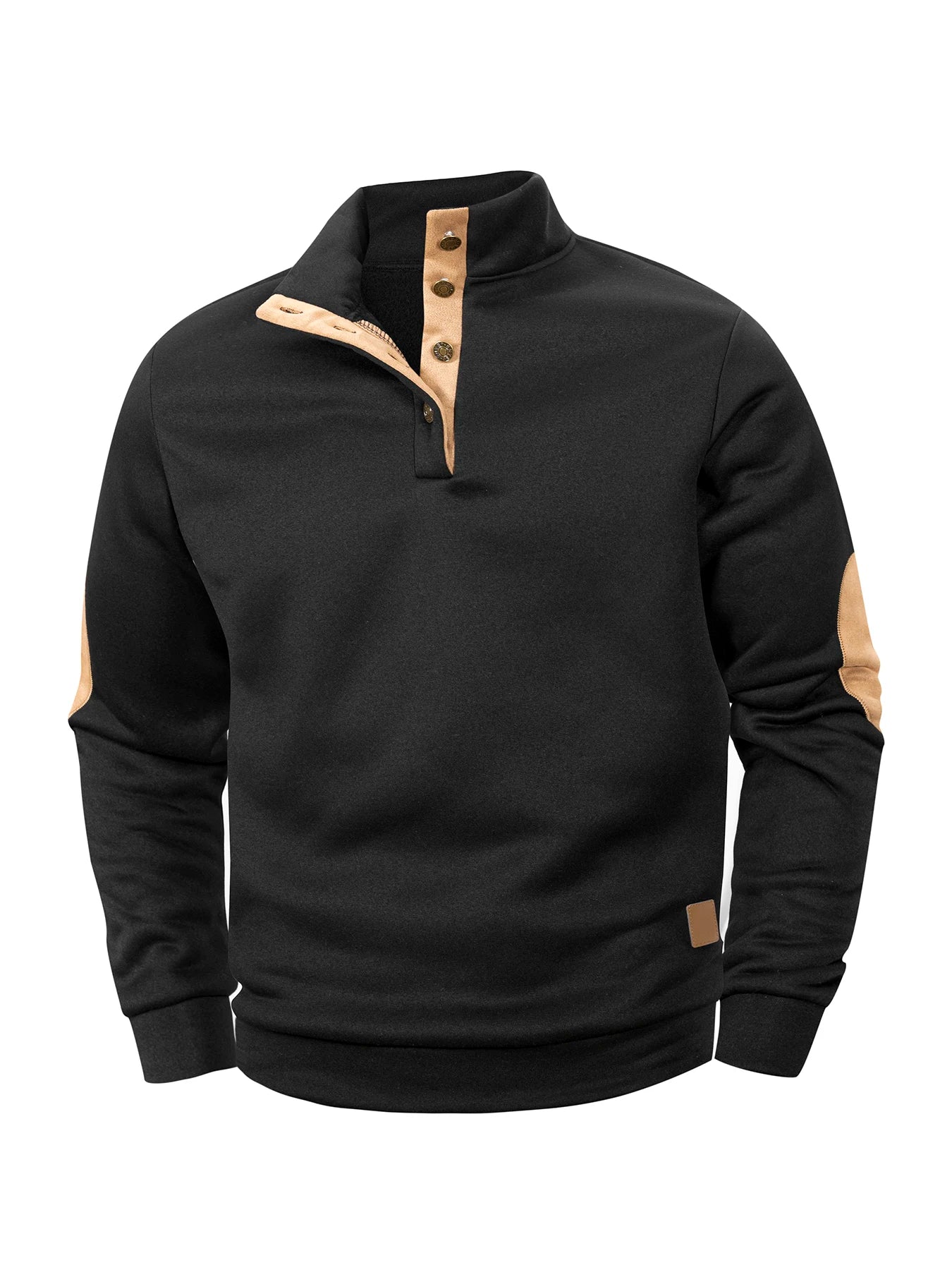 Spring Autumn Men's Casual Pullover Button Down Stand Collar Henley Polo Coats Long Sleeve Stand Collar Sweatshirts for Sport - ZOOMNSTORE