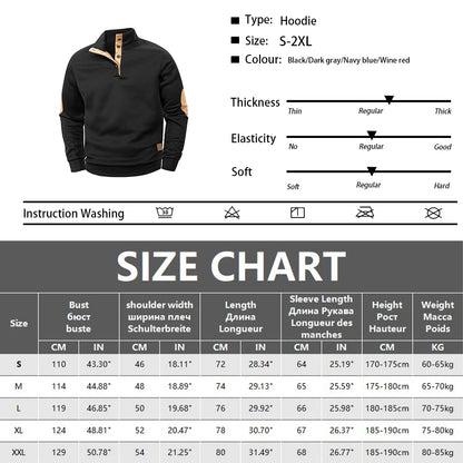 Spring Autumn Men's Casual Pullover Button Down Stand Collar Henley Polo Coats Long Sleeve Stand Collar Sweatshirts for Sport - ZOOMNSTORE