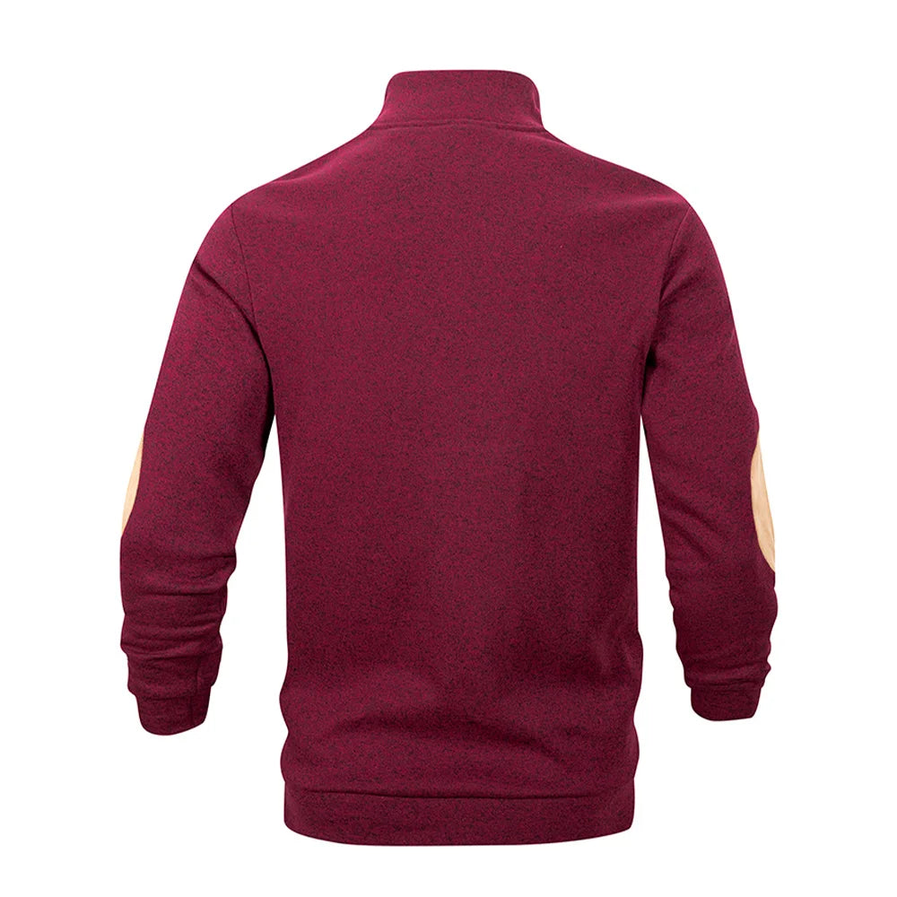 Spring Autumn Men's Casual Pullover Button Down Stand Collar Henley Polo Coats Long Sleeve Stand Collar Sweatshirts for Sport - ZOOMNSTORE