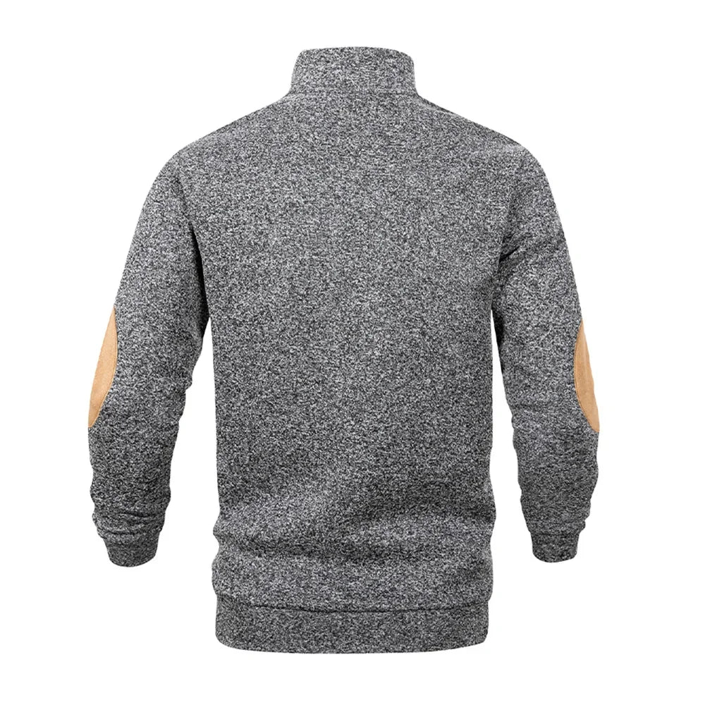 Spring Autumn Men's Casual Pullover Button Down Stand Collar Henley Polo Coats Long Sleeve Stand Collar Sweatshirts for Sport - ZOOMNSTORE