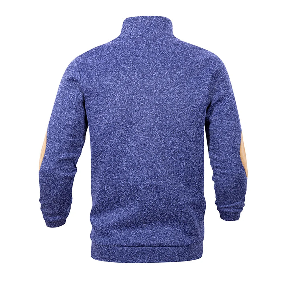 Spring Autumn Men's Casual Pullover Button Down Stand Collar Henley Polo Coats Long Sleeve Stand Collar Sweatshirts for Sport - ZOOMNSTORE