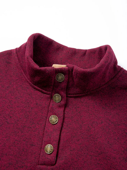 Spring Autumn Men's Casual Pullover Button Down Stand Collar Henley Polo Coats Long Sleeve Stand Collar Sweatshirts for Sport - ZOOMNSTORE