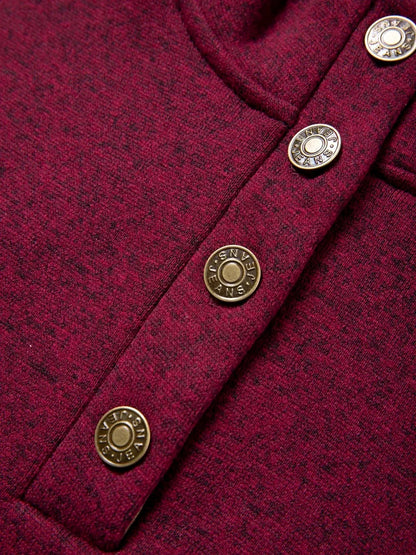 Spring Autumn Men's Casual Pullover Button Down Stand Collar Henley Polo Coats Long Sleeve Stand Collar Sweatshirts for Sport - ZOOMNSTORE