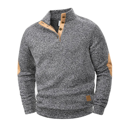 Spring Autumn Men's Casual Pullover Button Down Stand Collar Henley Polo Coats Long Sleeve Stand Collar Sweatshirts for Sport - ZOOMNSTORE