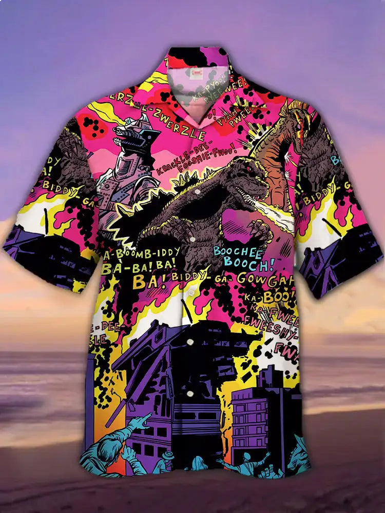 Mens Casual 3D Printed Halloween Shirt - Short Sleeve Horror Print - ZOOMNSTORE