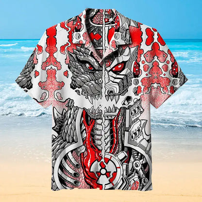 Mens Casual 3D Printed Halloween Shirt - Short Sleeve Horror Print - ZOOMNSTORE