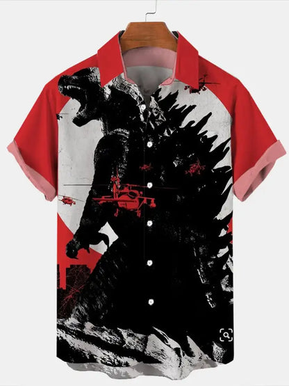 Mens Casual 3D Printed Halloween Shirt - Short Sleeve Horror Print - ZOOMNSTORE