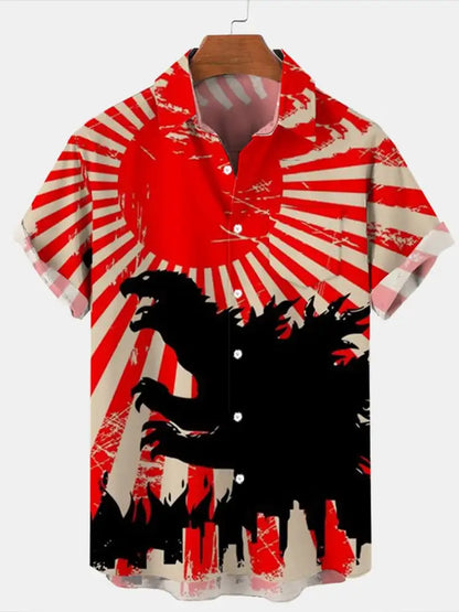 Mens Casual 3D Printed Halloween Shirt - Short Sleeve Horror Print - ZOOMNSTORE