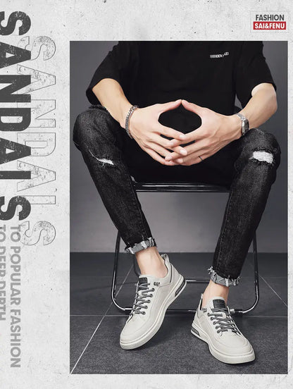 Men's Casual Shoes - Comfortable Outdoor Sneakers With Shock Absorption & Elastic Band Closure - ZOOMNSTORE