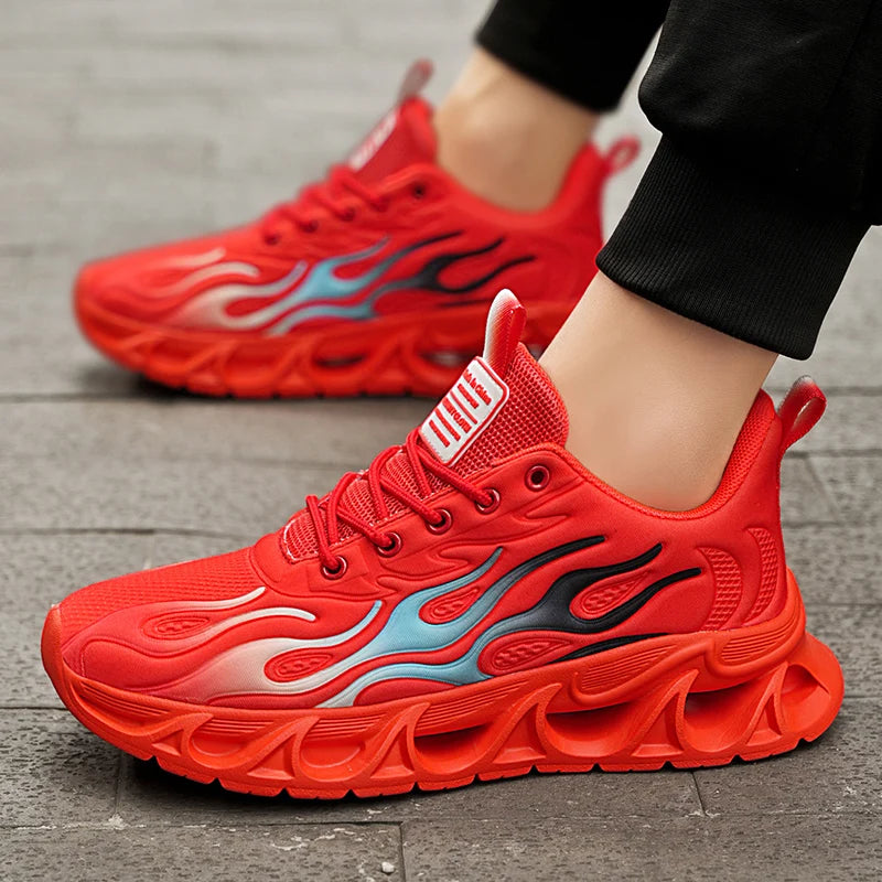Men's Casual Sneakers*Flame Trend Gym Student Running Sports Shoes For Men Tenis Breathable Athletic Training Footwear Outsole, - ZOOMNSTORE