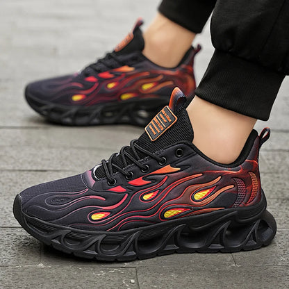 Men's Casual Sneakers*Flame Trend Gym Student Running Sports Shoes For Men Tenis Breathable Athletic Training Footwear Outsole, - ZOOMNSTORE
