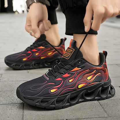 Men's Casual Sneakers*Flame Trend Gym Student Running Sports Shoes For Men Tenis Breathable Athletic Training Footwear Outsole, - ZOOMNSTORE