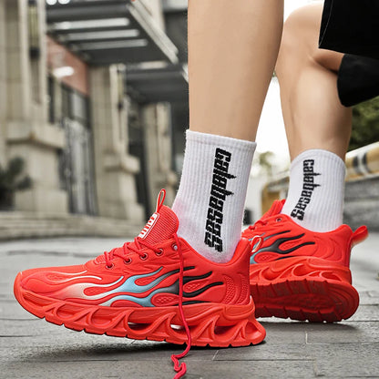 Men's Casual Sneakers*Flame Trend Gym Student Running Sports Shoes For Men Tenis Breathable Athletic Training Footwear Outsole, - ZOOMNSTORE