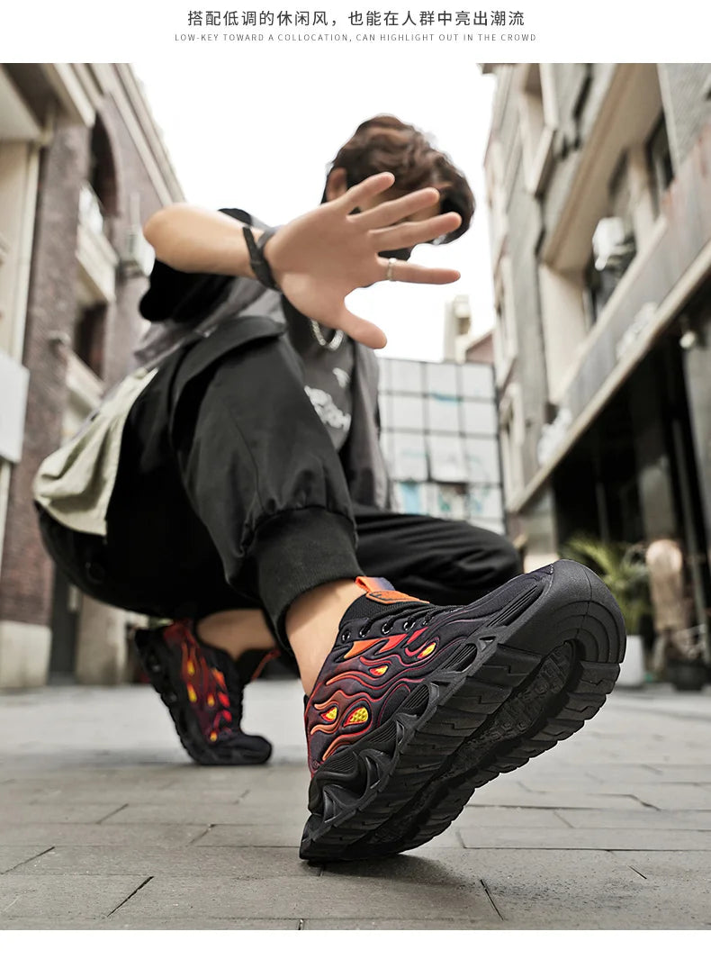 Men's Casual Sneakers*Flame Trend Gym Student Running Sports Shoes For Men Tenis Breathable Athletic Training Footwear Outsole, - ZOOMNSTORE