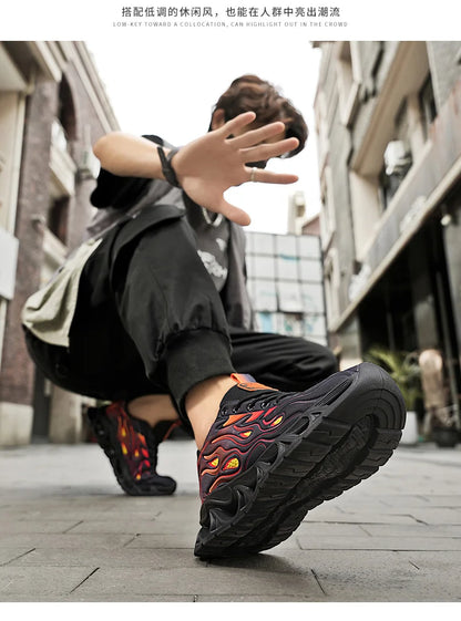 Men's Casual Sneakers*Flame Trend Gym Student Running Sports Shoes For Men Tenis Breathable Athletic Training Footwear Outsole, - ZOOMNSTORE