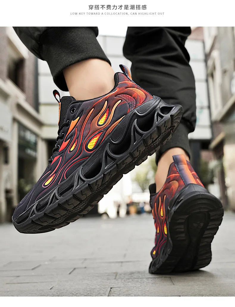 Men's Casual Sneakers*Flame Trend Gym Student Running Sports Shoes For Men Tenis Breathable Athletic Training Footwear Outsole, - ZOOMNSTORE