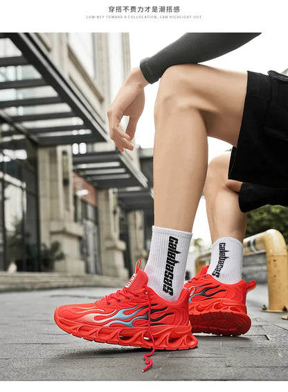 Men's Casual Sneakers*Flame Trend Gym Student Running Sports Shoes For Men Tenis Breathable Athletic Training Footwear Outsole, - ZOOMNSTORE
