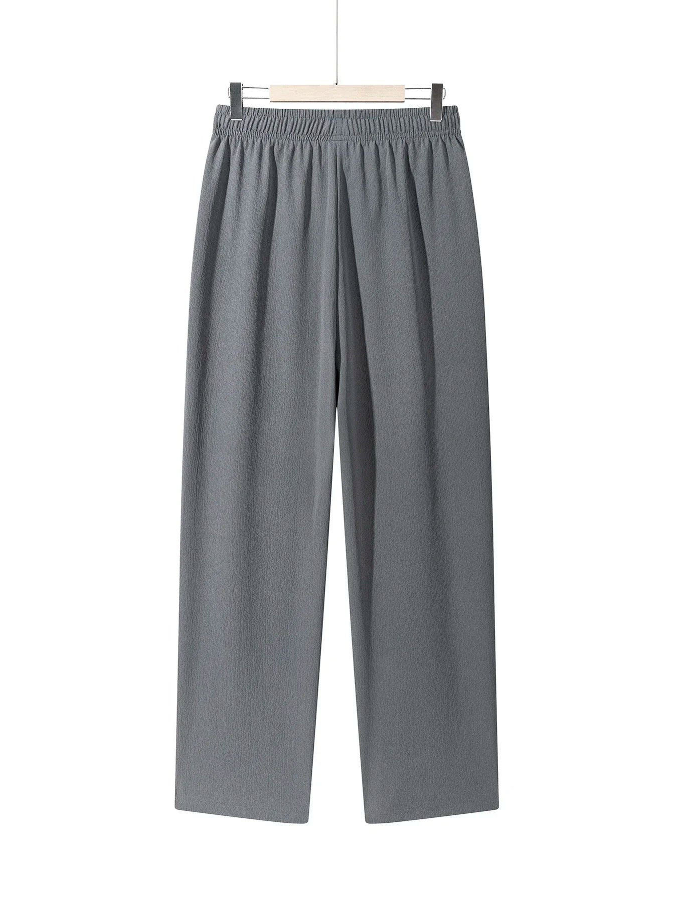 Men's Casual Straight Trousers Summer Autumn Breathable Solid Color Long Pants Drawstring Fitness Sweatpants Men Streetwear - ZOOMNSTORE