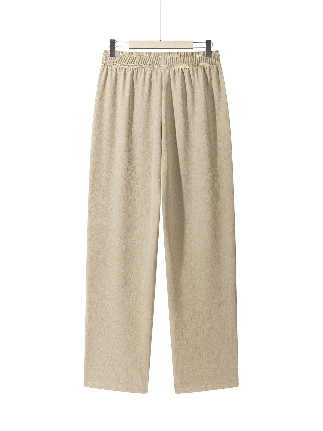 Men's Casual Straight Trousers Summer Autumn Breathable Solid Color Long Pants Drawstring Fitness Sweatpants Men Streetwear - ZOOMNSTORE