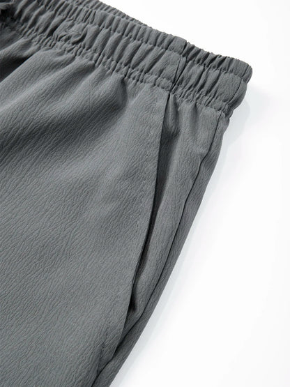 Men's Casual Straight Trousers Summer Autumn Breathable Solid Color Long Pants Drawstring Fitness Sweatpants Men Streetwear - ZOOMNSTORE