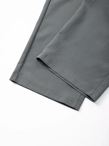 Men's Casual Straight Trousers Summer Autumn Breathable Solid Color Long Pants Drawstring Fitness Sweatpants Men Streetwear - ZOOMNSTORE