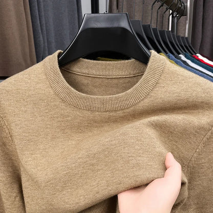 2025 New Men's Casual Sweater Round Neck Long Sleeve Knitted Sweater Diamond Pattern Fashion Versatile Top - ZOOMNSTORE