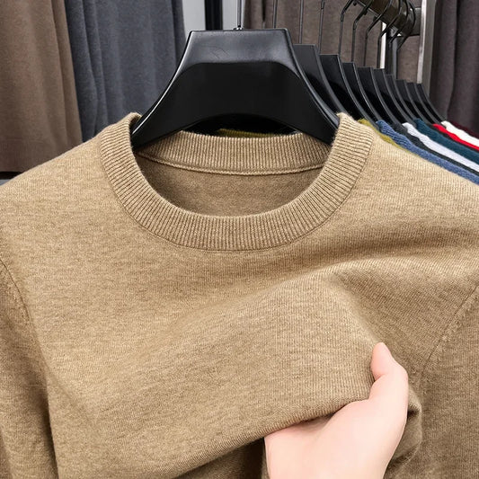 2025 New Men's Casual Sweater Round Neck Long Sleeve Knitted Sweater Diamond Pattern Fashion Versatile Top - ZOOMNSTORE