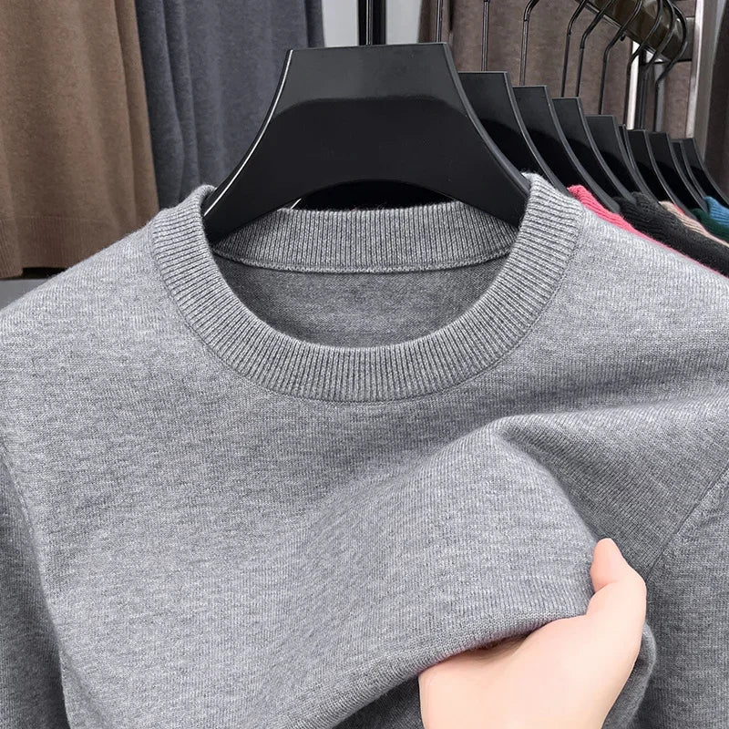 2025 New Men's Casual Sweater Round Neck Long Sleeve Knitted Sweater Diamond Pattern Fashion Versatile Top - ZOOMNSTORE