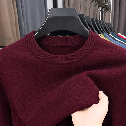 2025 New Men's Casual Sweater Round Neck Long Sleeve Knitted Sweater Diamond Pattern Fashion Versatile Top - ZOOMNSTORE