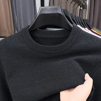 2025 New Men's Casual Sweater Round Neck Long Sleeve Knitted Sweater Diamond Pattern Fashion Versatile Top - ZOOMNSTORE