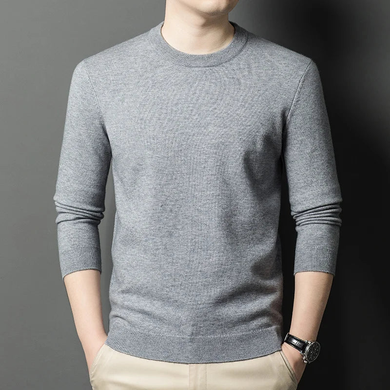 2025 New Men's Casual Sweater Round Neck Long Sleeve Knitted Sweater Diamond Pattern Fashion Versatile Top - ZOOMNSTORE