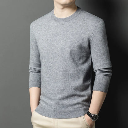 2025 New Men's Casual Sweater Round Neck Long Sleeve Knitted Sweater Diamond Pattern Fashion Versatile Top - ZOOMNSTORE