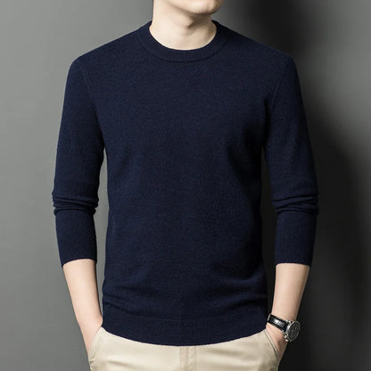 2025 New Men's Casual Sweater Round Neck Long Sleeve Knitted Sweater Diamond Pattern Fashion Versatile Top - ZOOMNSTORE