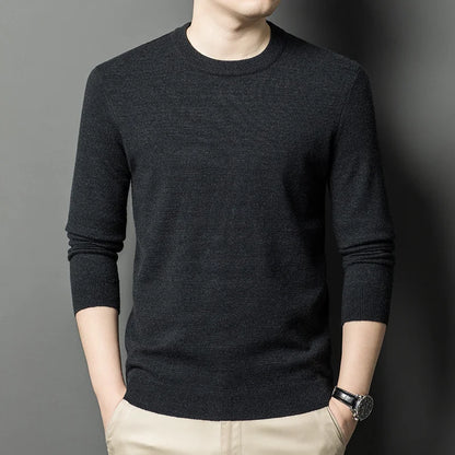2025 New Men's Casual Sweater Round Neck Long Sleeve Knitted Sweater Diamond Pattern Fashion Versatile Top - ZOOMNSTORE