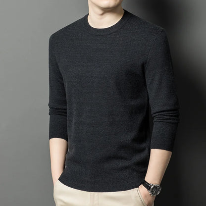 2025 New Men's Casual Sweater Round Neck Long Sleeve Knitted Sweater Diamond Pattern Fashion Versatile Top - ZOOMNSTORE