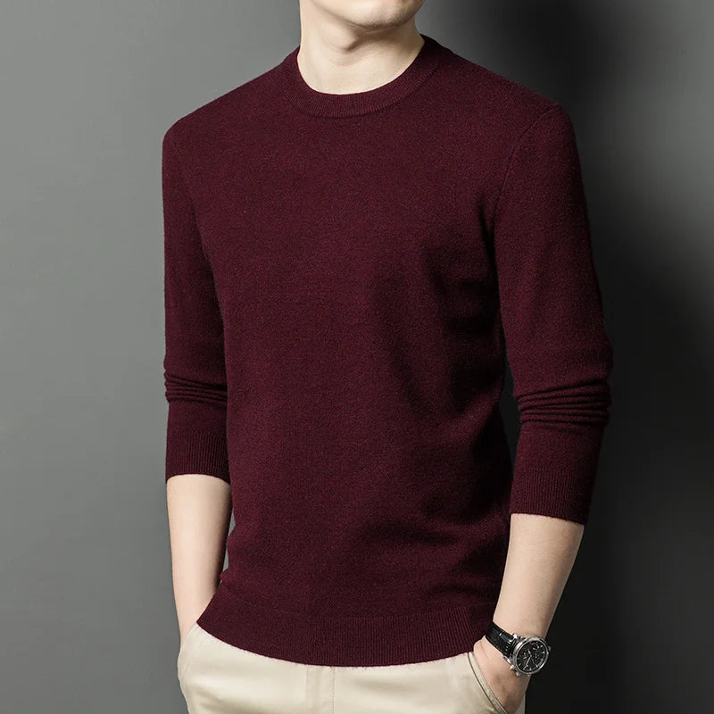2025 New Men's Casual Sweater Round Neck Long Sleeve Knitted Sweater Diamond Pattern Fashion Versatile Top - ZOOMNSTORE