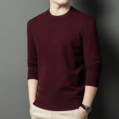 2025 New Men's Casual Sweater Round Neck Long Sleeve Knitted Sweater Diamond Pattern Fashion Versatile Top - ZOOMNSTORE