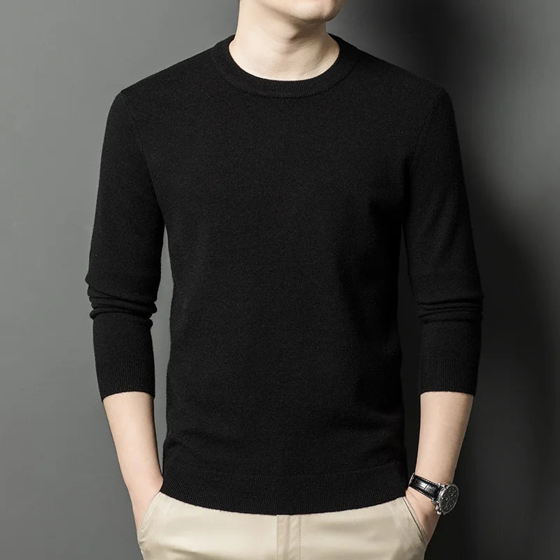 2025 New Men's Casual Sweater Round Neck Long Sleeve Knitted Sweater Diamond Pattern Fashion Versatile Top - ZOOMNSTORE