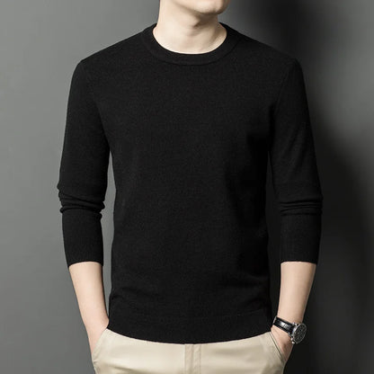 2025 New Men's Casual Sweater Round Neck Long Sleeve Knitted Sweater Diamond Pattern Fashion Versatile Top - ZOOMNSTORE