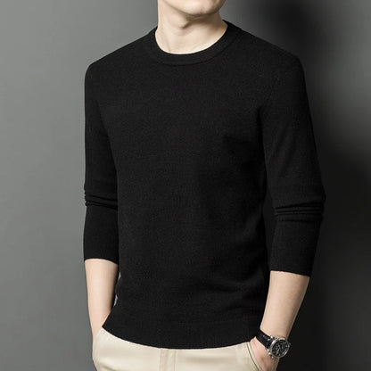 2025 New Men's Casual Sweater Round Neck Long Sleeve Knitted Sweater Diamond Pattern Fashion Versatile Top - ZOOMNSTORE