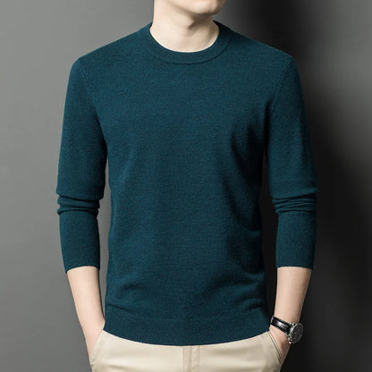 2025 New Men's Casual Sweater Round Neck Long Sleeve Knitted Sweater Diamond Pattern Fashion Versatile Top - ZOOMNSTORE