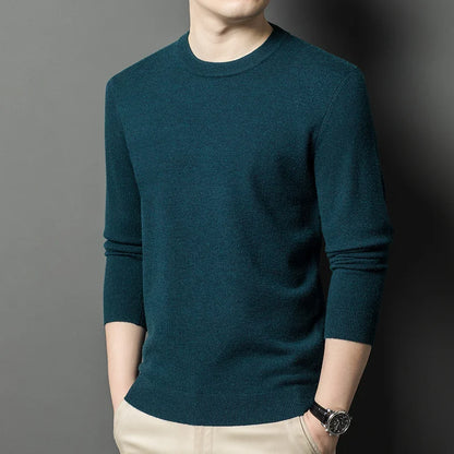 2025 New Men's Casual Sweater Round Neck Long Sleeve Knitted Sweater Diamond Pattern Fashion Versatile Top - ZOOMNSTORE