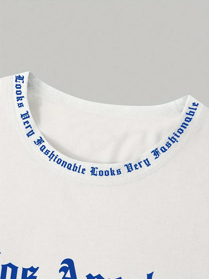 Men's Casual T-Shirt - Loose Fit 3D Letter Print Tee | Breathable Polyester Summer Shirt - ZOOMNSTORE
