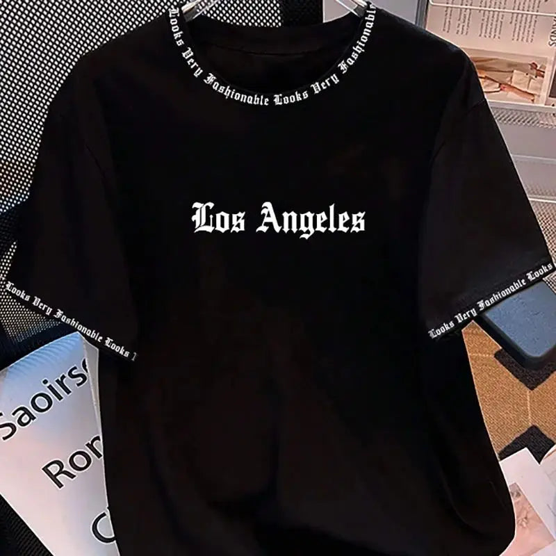 Men's Casual T-Shirt - Loose Fit 3D Letter Print Tee | Breathable Polyester Summer Shirt - ZOOMNSTORE