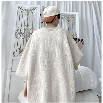 2025 3D Men's new Waffle TZ30 Summer Suit  Casual T-shirt + Shorts Suit Men's Tracksuit Solid color tracksuit loose suit - ZOOMNSTORE