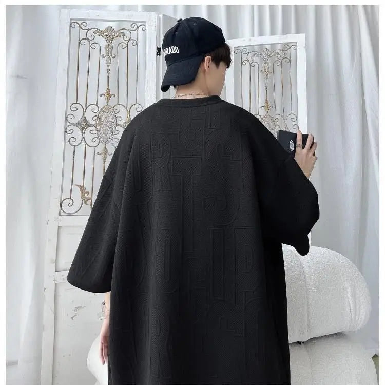 2025 3D Men's new Waffle TZ30 Summer Suit  Casual T-shirt + Shorts Suit Men's Tracksuit Solid color tracksuit loose suit - ZOOMNSTORE