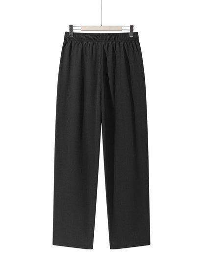 Men's Casual Straight Trousers Summer Autumn Breathable Solid Color Long Pants Drawstring Fitness Sweatpants Men Streetwear - ZOOMNSTORE