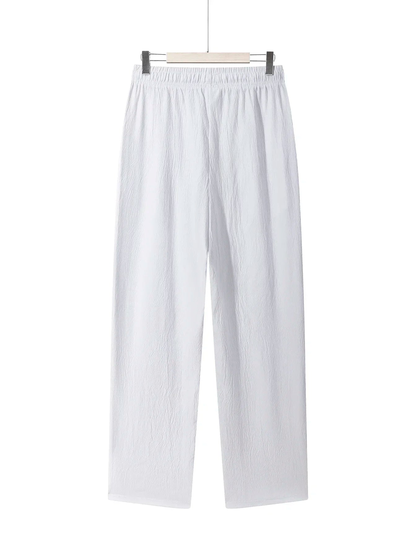 Men's Casual Straight Trousers Summer Autumn Breathable Solid Color Long Pants Drawstring Fitness Sweatpants Men Streetwear - ZOOMNSTORE