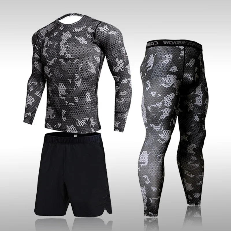 Men's Compression Gym Tights - Muscle Support Workout Pants | Quick Dry Sportswear Set - ZOOMNSTORE